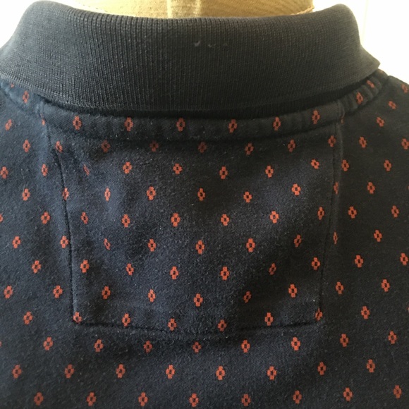 Banana Republic blue with red diamond pattern mens polo shirt Size L - Picture 3 of 8